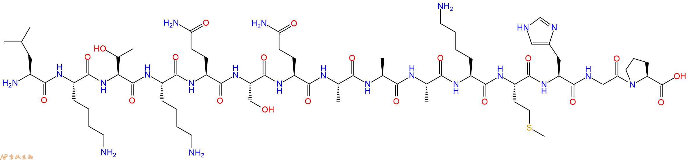 多肽LKTKQSQAAAKMHGP的參數(shù)和合成路線|三字母為L(zhǎng)eu-Lys-Thr-Lys-Gln-