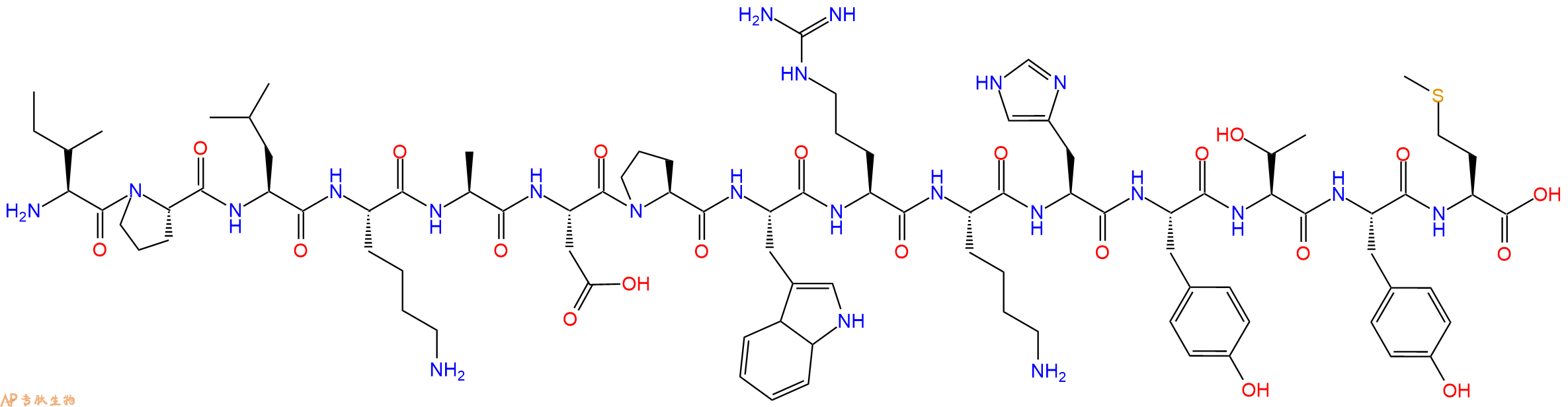 多肽IPLKADPWRKHYTYM的參數(shù)和合成路線|三字母為Ile-Pro-Leu-Lys-Ala-