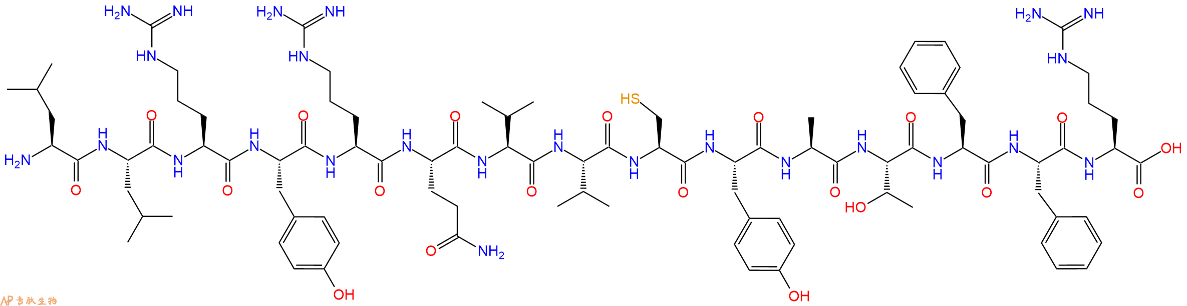 多肽LLRYRQVVCYATFFR的參數(shù)和合成路線|三字母為L(zhǎng)eu-Leu-Arg-Tyr-Arg-