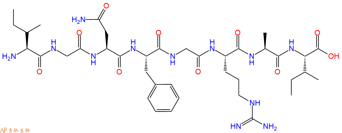 多肽IGNFGRAI的參數(shù)和合成路線|三字母為Ile-Gly-Asn-Phe-Gly-Arg-Ala