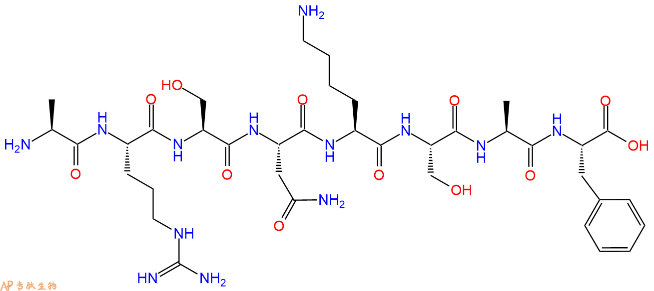 多肽ARSNKSAF的參數(shù)和合成路線|三字母為Ala-Arg-Ser-Asn-Lys-Ser-Ala
