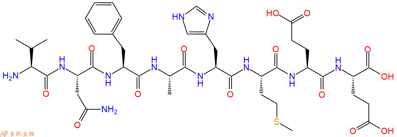 多肽VNFAHMEE的參數(shù)和合成路線|三字母為Val-Asn-Phe-Ala-His-Met-Glu