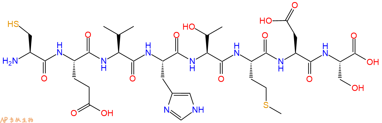 多肽CEVHTMDS的參數(shù)和合成路線|三字母為Cys-Glu-Val-His-Thr-Met-Asp