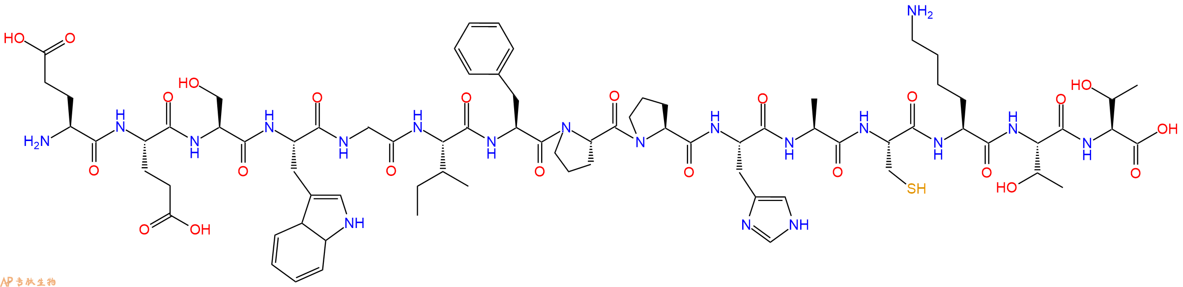 多肽EESWGIFPPHACKTT的參數(shù)和合成路線|三字母為Glu-Glu-Ser-Trp-Gly-