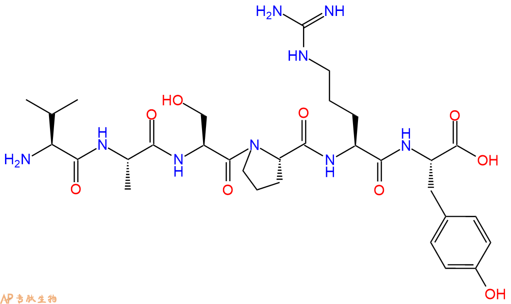 多肽VASPRY的參數和合成路線|三字母為Val-Ala-Ser-Pro-Arg-Tyr|專肽生物產