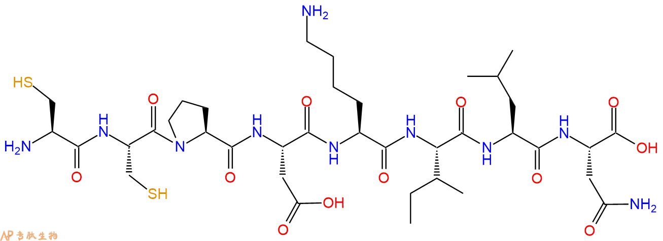多肽CCPDKILN的參數(shù)和合成路線|三字母為Cys-Cys-Pro-Asp-Lys-Ile-Leu
