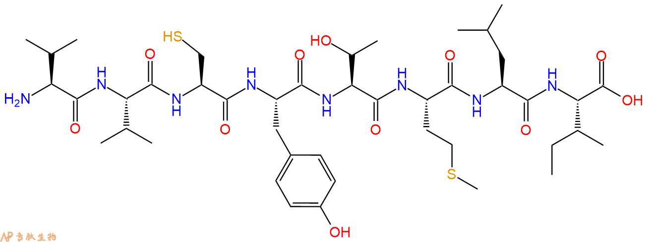 多肽VVCYTMLI的參數(shù)和合成路線|三字母為Val-Val-Cys-Tyr-Thr-Met-Leu