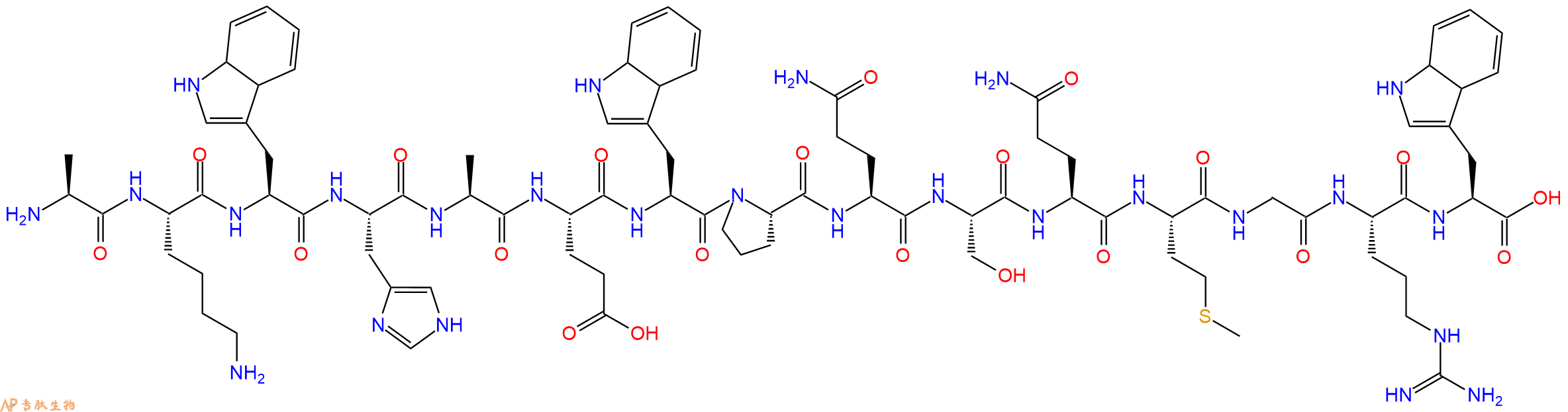 多肽AKWHAEWPQSQMGRW的參數(shù)和合成路線|三字母為Ala-Lys-Trp-His-Ala-