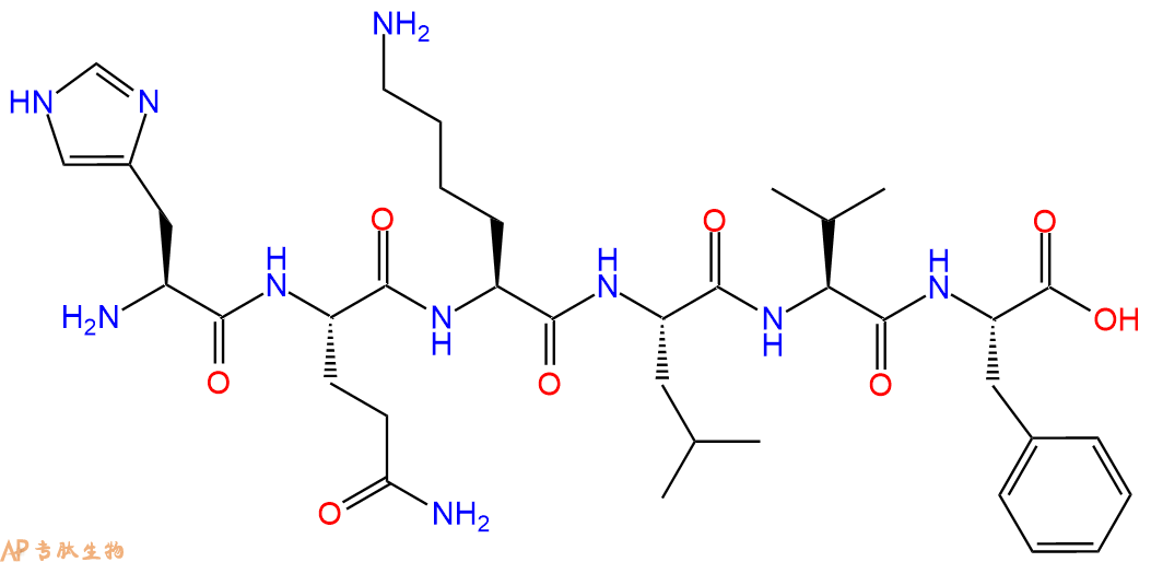 多肽HQKLVF的參數(shù)和合成路線|三字母為His-Gln-Lys-Leu-Val-Phe|專肽生物產(chǎn)