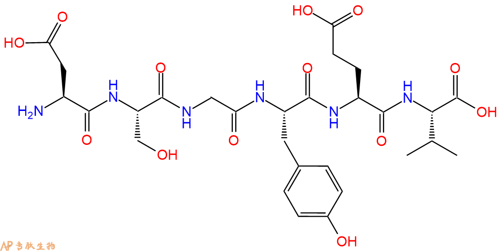 多肽DSGYEV的參數和合成路線|三字母為Asp-Ser-Gly-Tyr-Glu-Val|專肽生物產