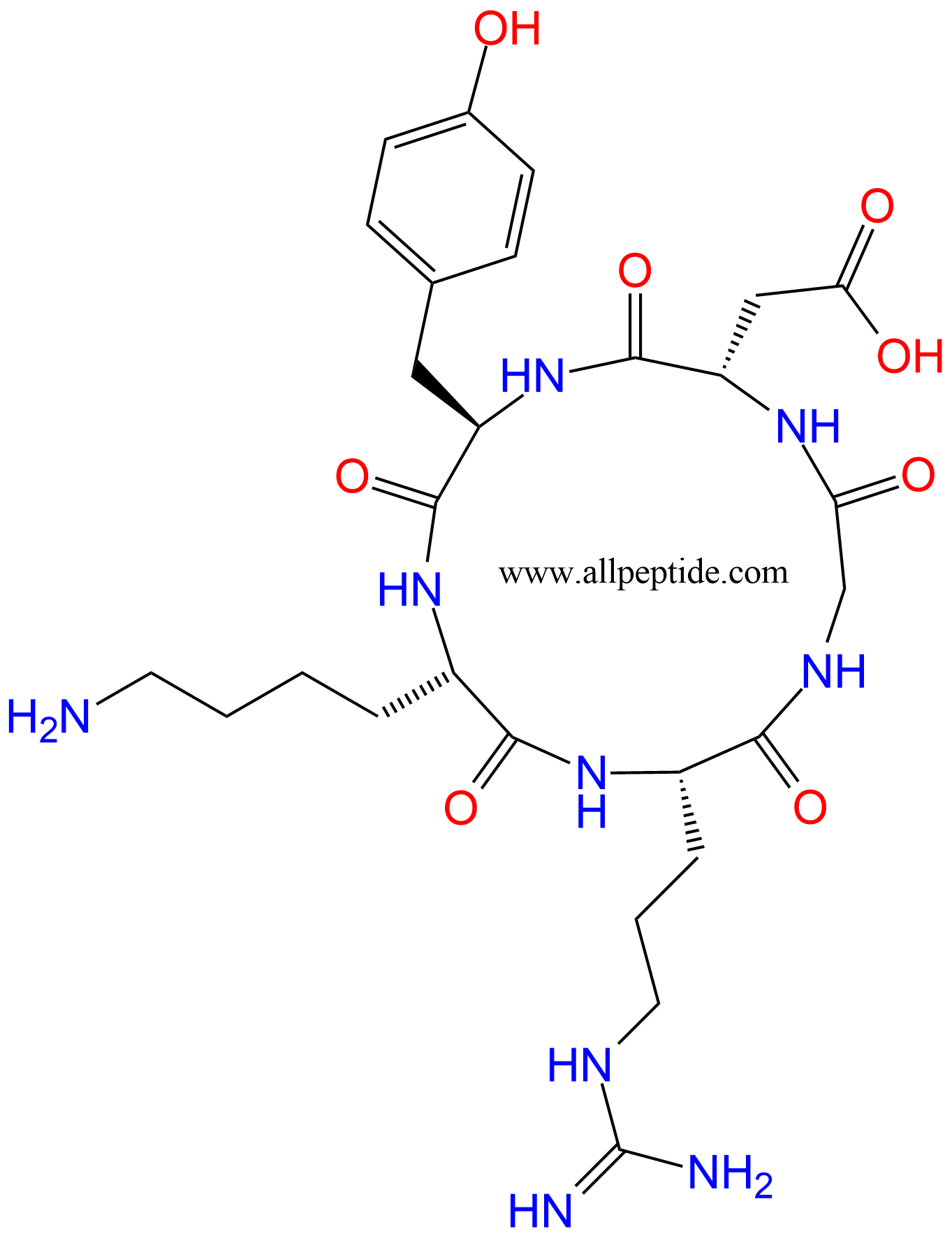 專肽生物產(chǎn)品c(RGD)環(huán)肽：c(RGDyK)、c(RGD-DTyr-K)217099-14-4/250612-42-1