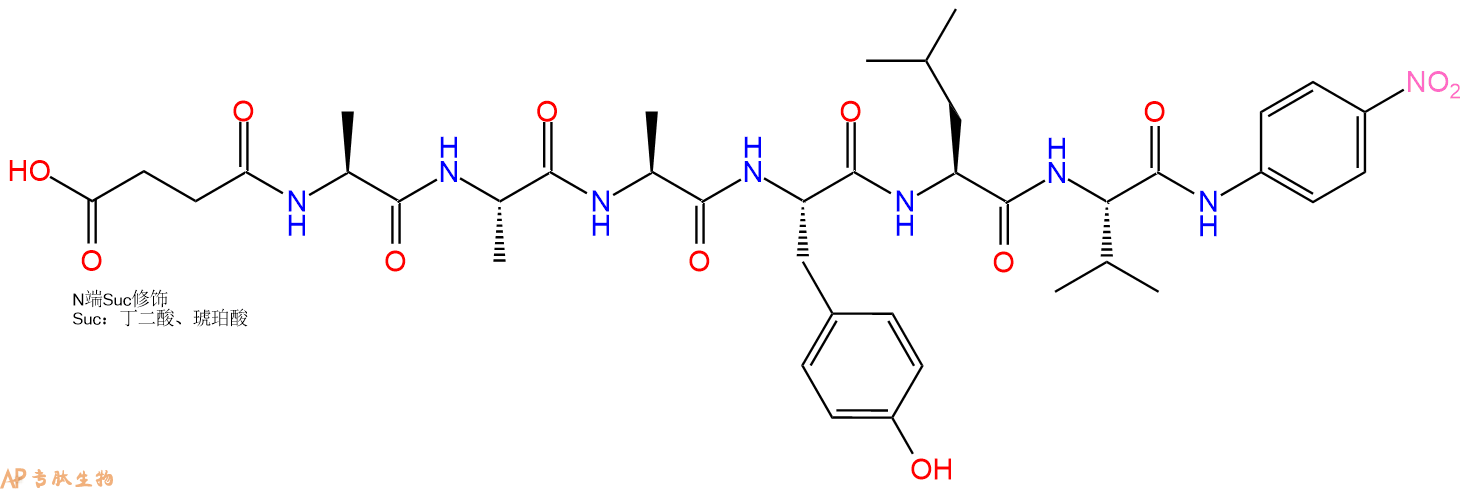 專肽生物產(chǎn)品六肽Suc-Ala-Ala-Ala-Tyr-Leu-Val-對硝基苯胺82155-68-8