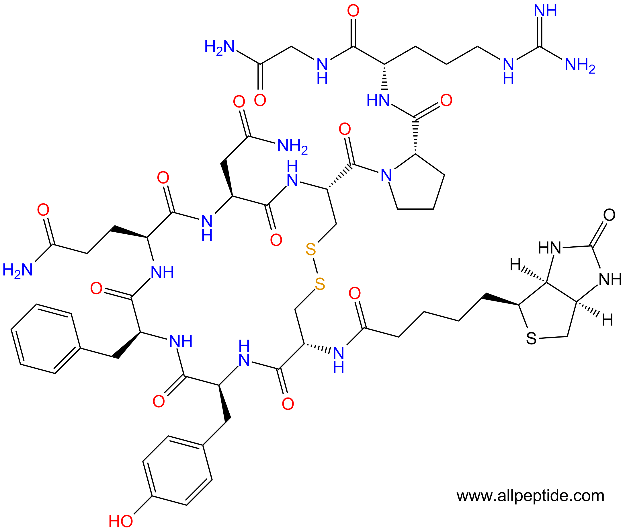 專肽生物產(chǎn)品生物素標(biāo)記的抗利尿激素：Biotin-精氨加壓素、Biotin-[Arg8] Vasopressin /AVP126703-17-1