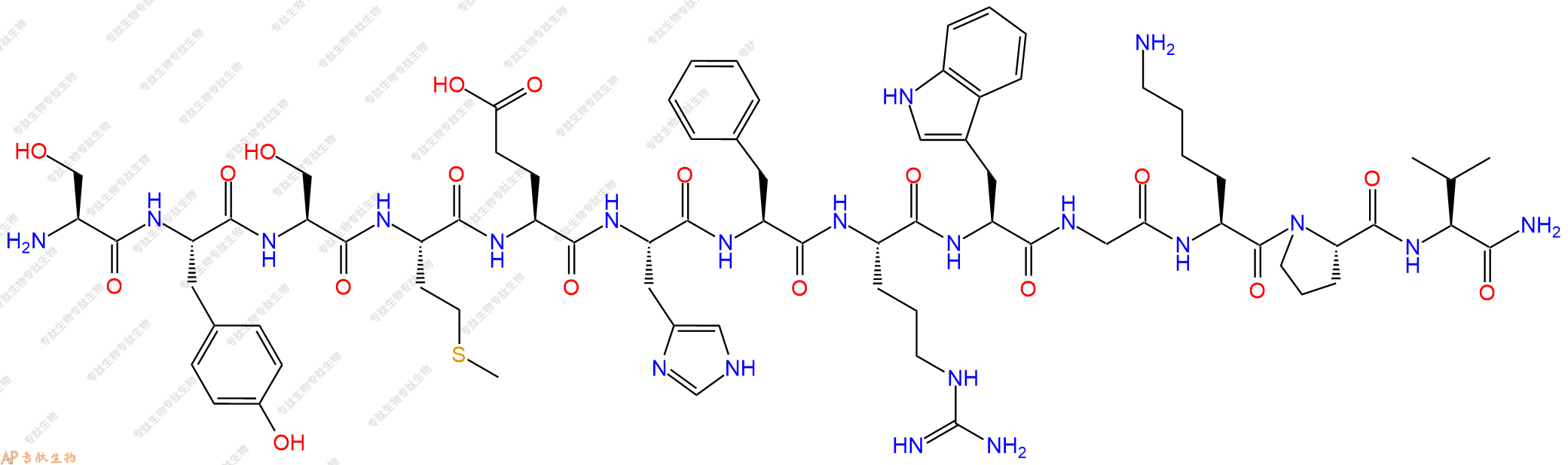 專肽生物產(chǎn)品促黑素 (Des-acetyl)-α-MSH53697-27-1