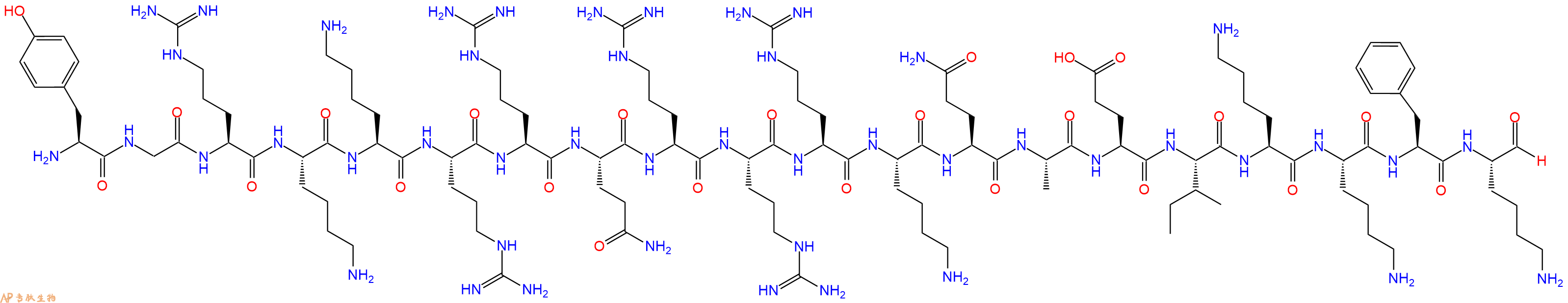 專肽生物產(chǎn)品H2N-Tyr-Gly-Arg-Lys-Lys-Arg-Arg-Gln-Arg-Arg-Arg-Ly