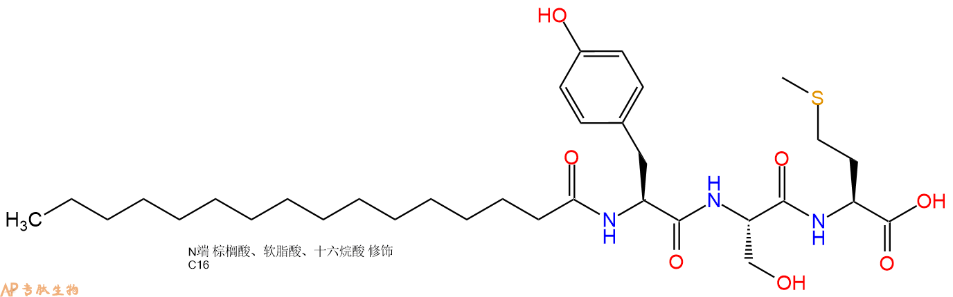 專(zhuān)肽生物產(chǎn)品Palmiticacid-Tyr-Ser-Met-COOH