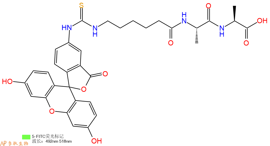 專肽生物產(chǎn)品5FITC-Ahx-Ala-Ala-COOH