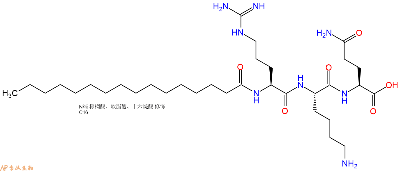 專肽生物產(chǎn)品Palmiticacid-Arg-Lys-Gln-OH
